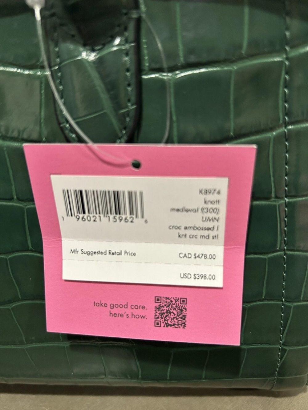 kate spade Knot-Croc-Embossed Leather Satchel with Tassel - Picture 6 of 14